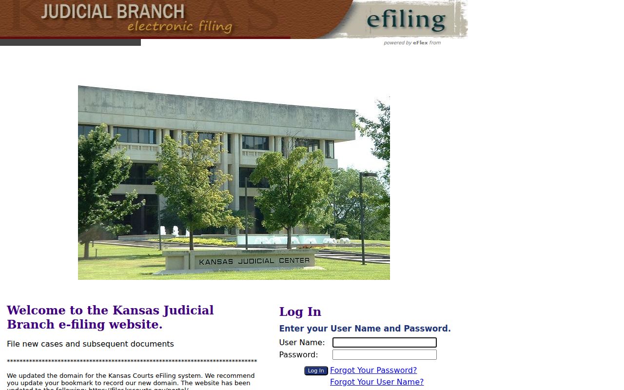 Kansas Courts eFiling portal login for authorized filing users